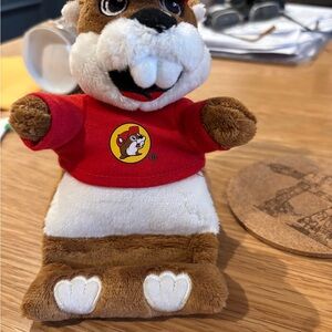Bucky the Beaver phone holder, stuffed animal